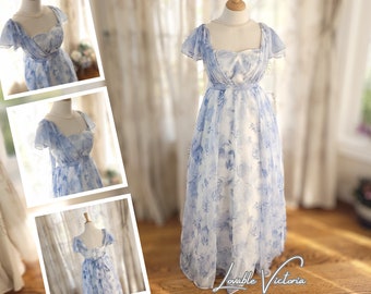 Floral Renaissance Dress, Bridgerton Style, Butterfly Sleeves