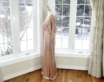 Handmade Rose Gold Sequin Dress, Long Formal Gown - Etsy Handmade Rose Gold Sequin Dress, Long Formal Gown - Etsy