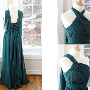 Convertible dress, multiway dress, multiway bridesmaid dress, maxi infinity dress, dark green bridesmaid dress, convertible bridesmaid dress