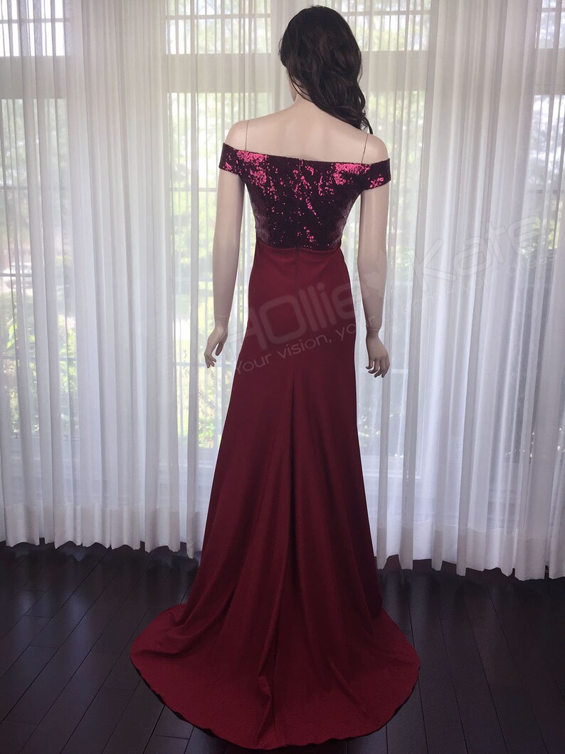 Bridesmaid Dress Burgundy Maroon Sequin Bridesmaid Dress Long Etsy
