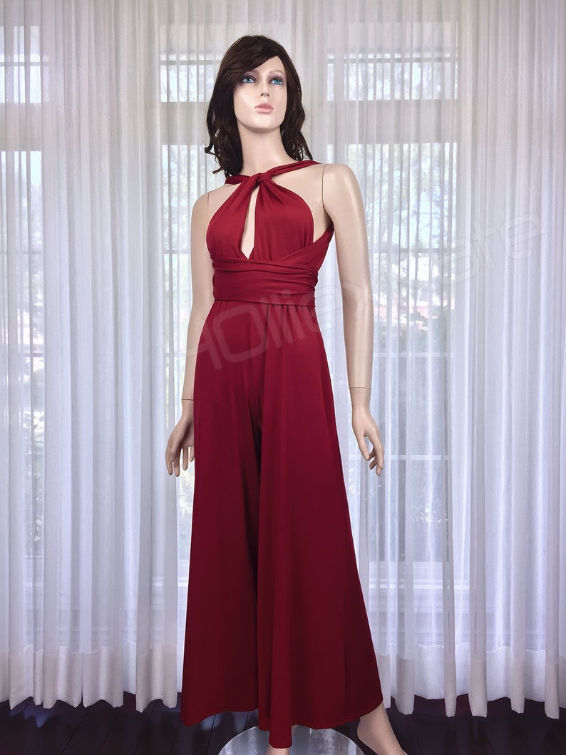 Burgundy Bridesmaid Jumpsuit Convertible Jumpsuit Etsy UK