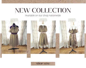 Gold A-lIne Dress, Boho Tent Dress, Halter with drape sleeves, gold midi dress -  ideal choice for most body shapes