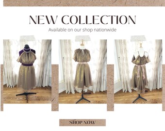 Gold Halter Tent Dress, Boho A-Line Midi with Drape Sleeves