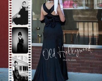 Breakfast at black dress, Audrey inspired dress, vintage-inspired retro dress, retro evening gown, vintage dress, old Hollywood dress