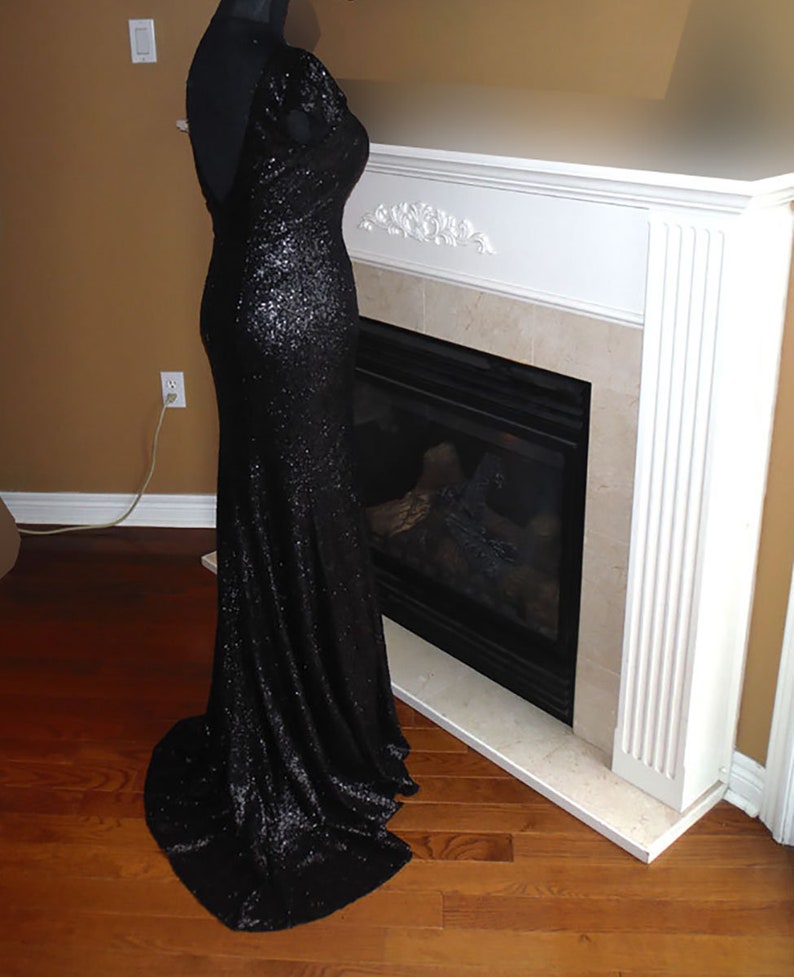 Black sequin bridesmaid dress Matte sequin