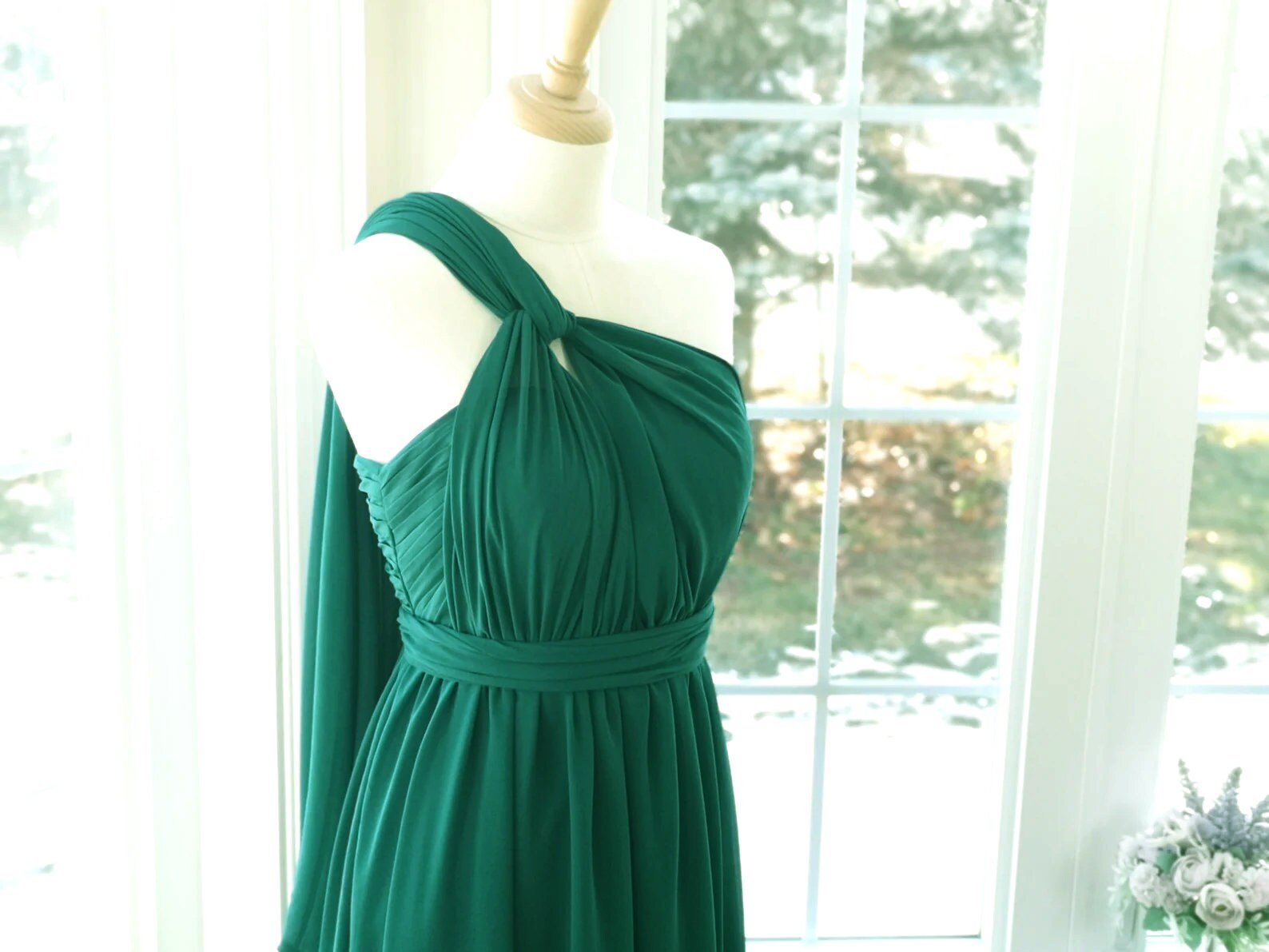 green convertible maxi dress Green Infinity Dress/Wrap Convertible Bridesmaid Dress/Plus Size Floor 45 inches / Plus(16-26)
