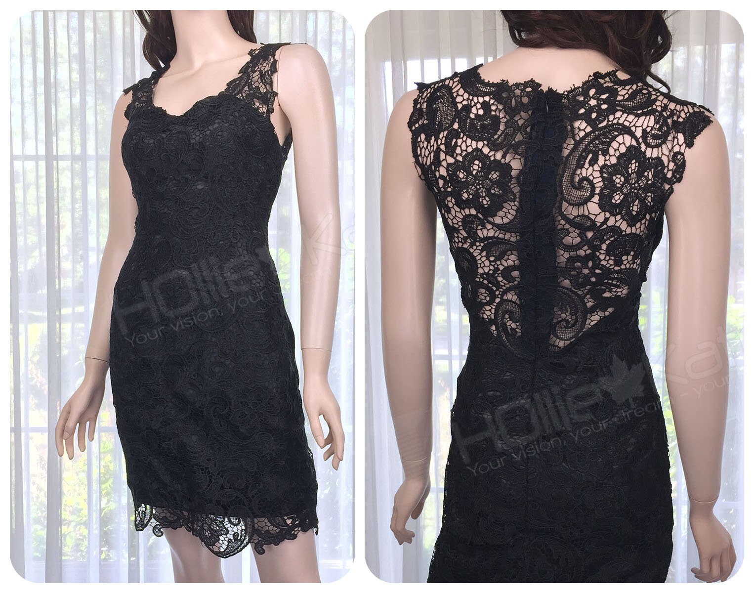 Lace short black dress top