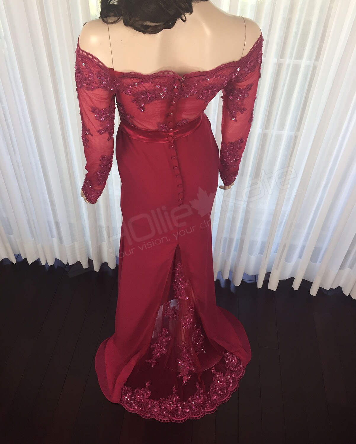 Burgundy Bridesmaid Dress Burgundy Lace Long Sleeves | Etsy