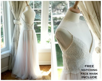 Color wedding dress / tulle wedding dress / bohemian wedding dress / simple wedding dress