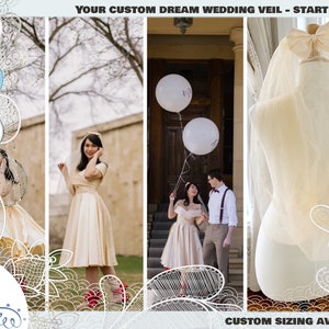 Short veil, Bubble veil, Short bridal veil, Audrey Hepburn veil, veil with bow, bow veil, champagne veil