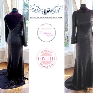 Black bridesmaid dress, long sleeve bridesmaid dress, sequin bridesmaid dress, black sequin dress, black dress, black prom dress