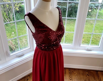 modest bridesmaid dresses burgundy Modest Chiffon Jewel Ruffle Burgundy Long Bridesmaid Dresses Online –  27dress main image 0