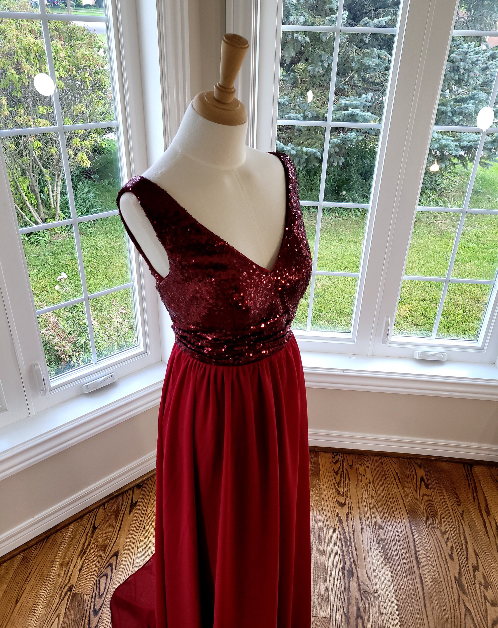 Sequin Burgundy Bridesmaid Dress, Long Red Prom Dress Sequin Burgundy Bridesmaid Dress, Long Red Prom Dress