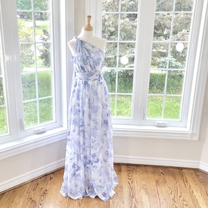 Floral bridesmaid dress, dusty blue bridesmaid dress, convertible dress, infinity dress, multiway bridesmaid dress, multiway dress image 2