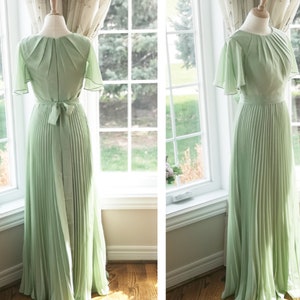Sage green bridesmaid dress, mint green bridesmaid dress, boho bridesmaid dress, sage chiffon dress, wedding guest dress