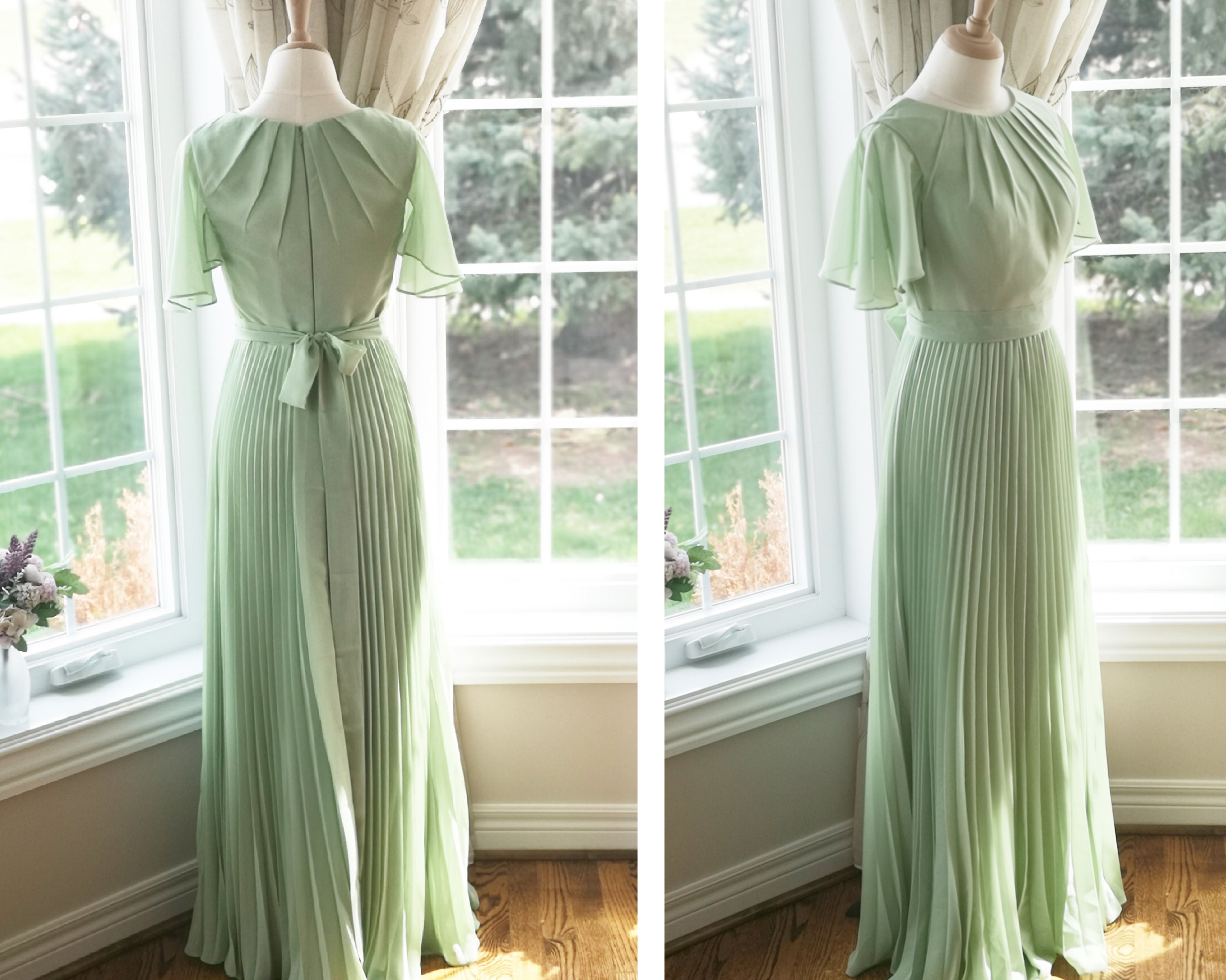 Crew Neck A-Line Sage Green Long Bridesmaid Dress  Sage green bridesmaid  dress, Green bridesmaid dresses spring, Green bridesmaid dress fall