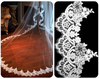 Lace wedding veil, cathedral wedding veil, cathedral veil, lace veil