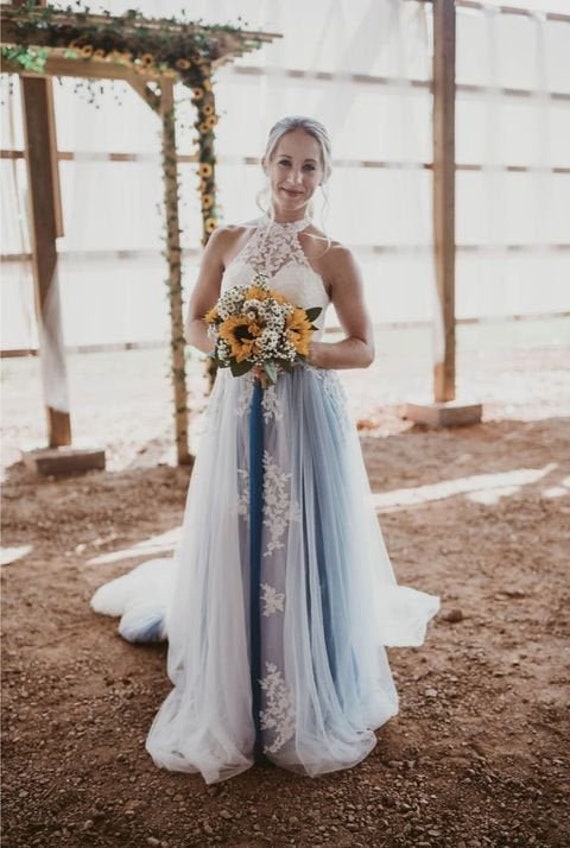 Buy Blue Wedding Dress, Unique Wedding Dress, Blue Lace Wedding Dress, Color  Wedding Dress, Custom Wedding Dress Online in India - Etsy