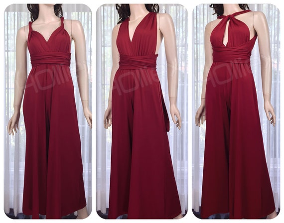 bridesmaid jumpsuit burgundy