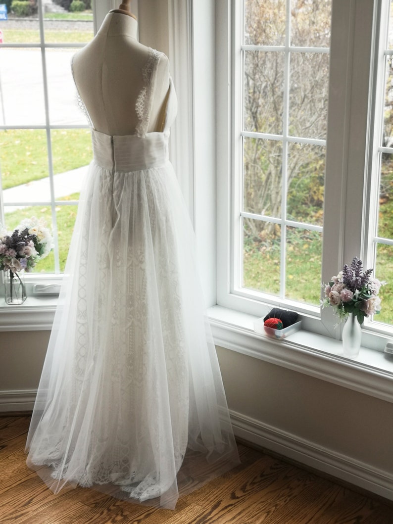 Simple boho wedding dress, lace boho wedding dress, beach wedding dress lace, beach wedding dress lace image 9