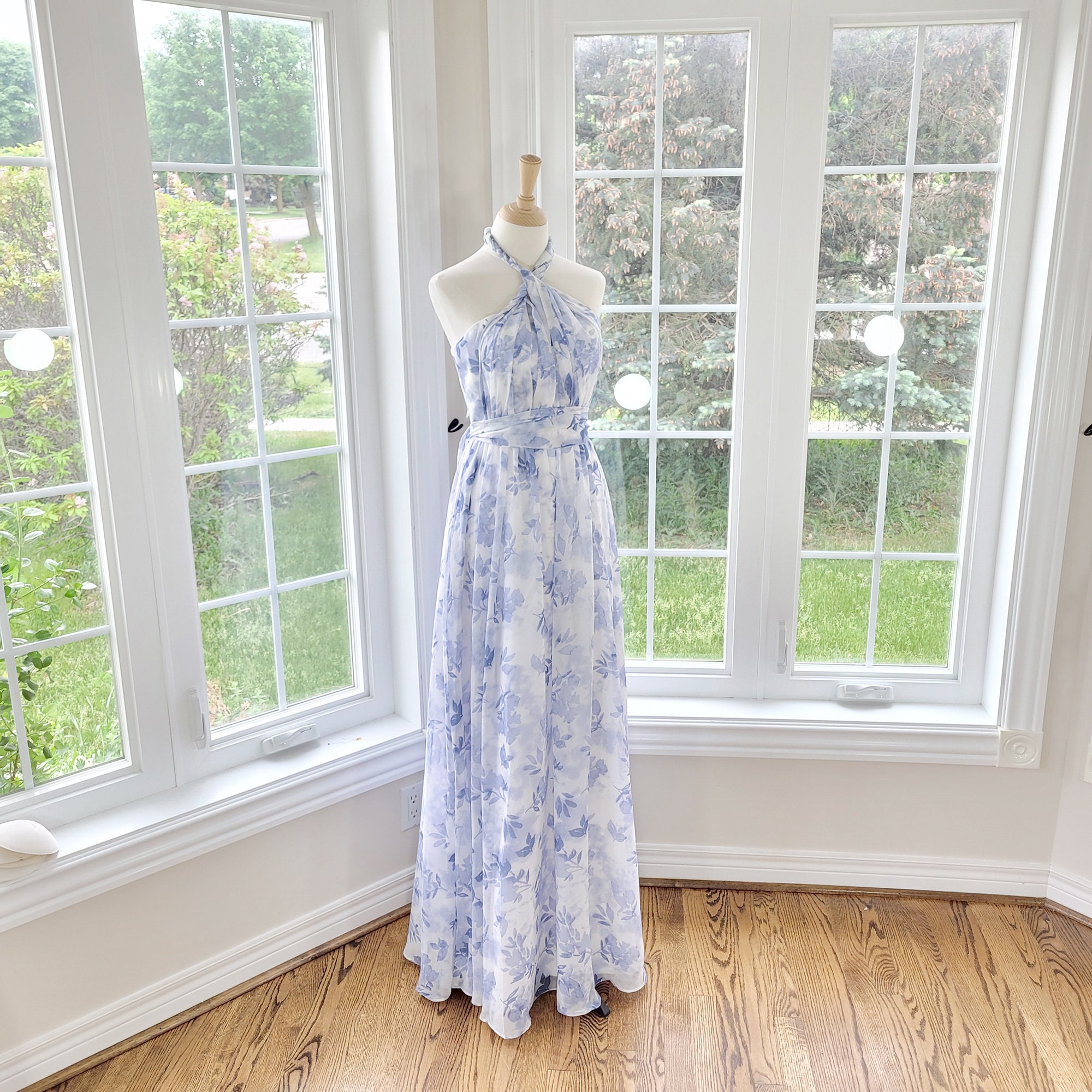 Floral Bridesmaid Dress Dusty Blue Bridesmaid Dress Etsy Canada