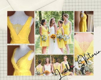 Yellow Bridesmaid Dress, boho bridesmaid dress, wedding guest dress, yellow summer dress, chiffon boho dress