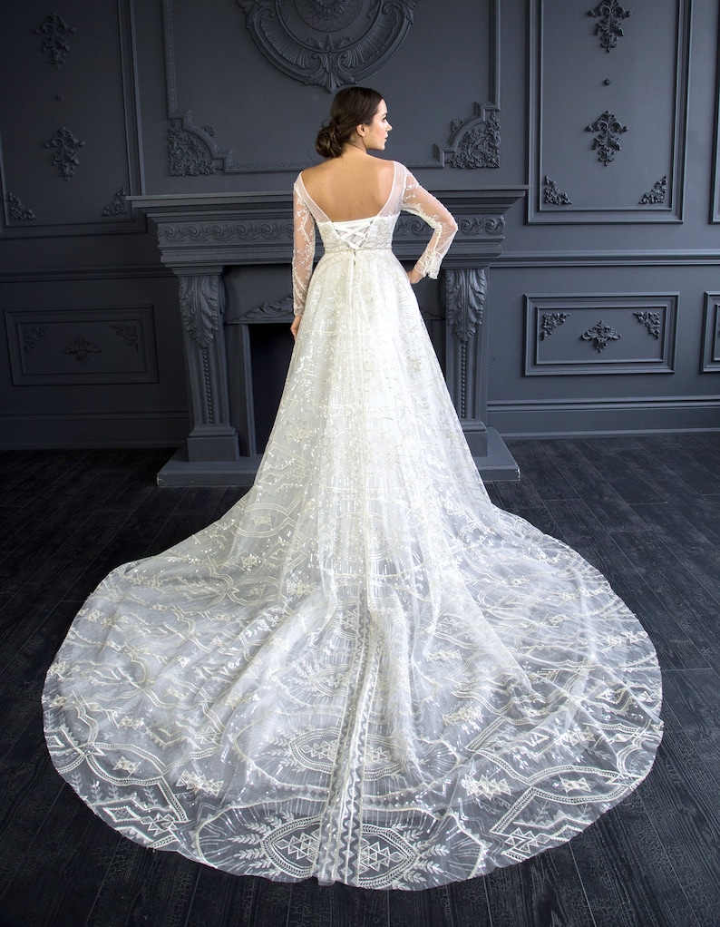 Winter Wedding Dress Long Sleeve Wedding Dress Rose Gold - Etsy UK