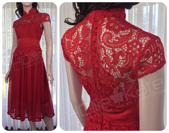 red qipao wedding dress