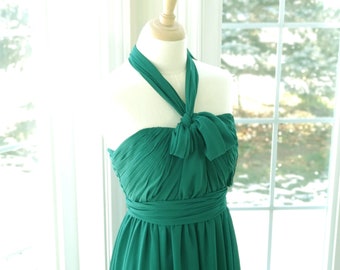 Emerald Green Infinity Dress: Convertible Maxi Gown