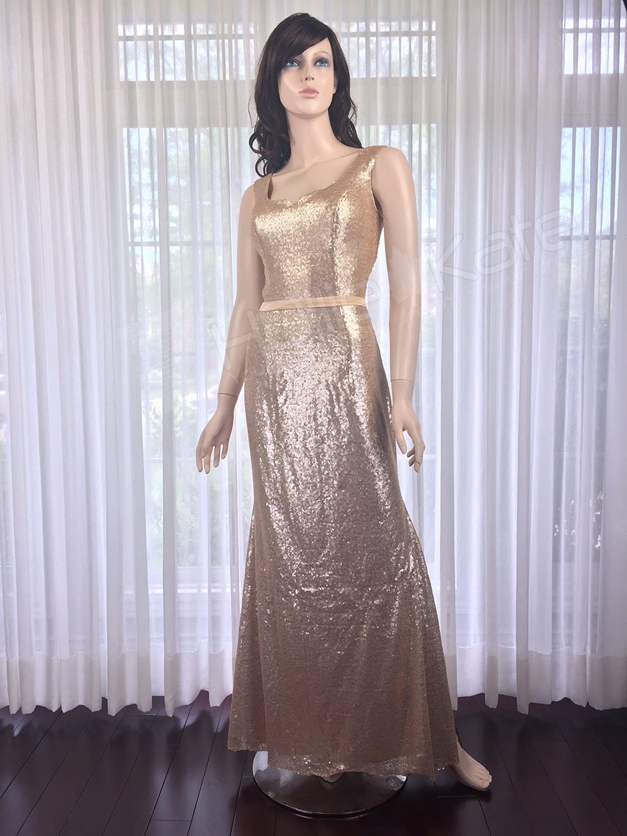 Sequin Bridesmaid Dress Antique Gold Sequin Dress Long | Etsy