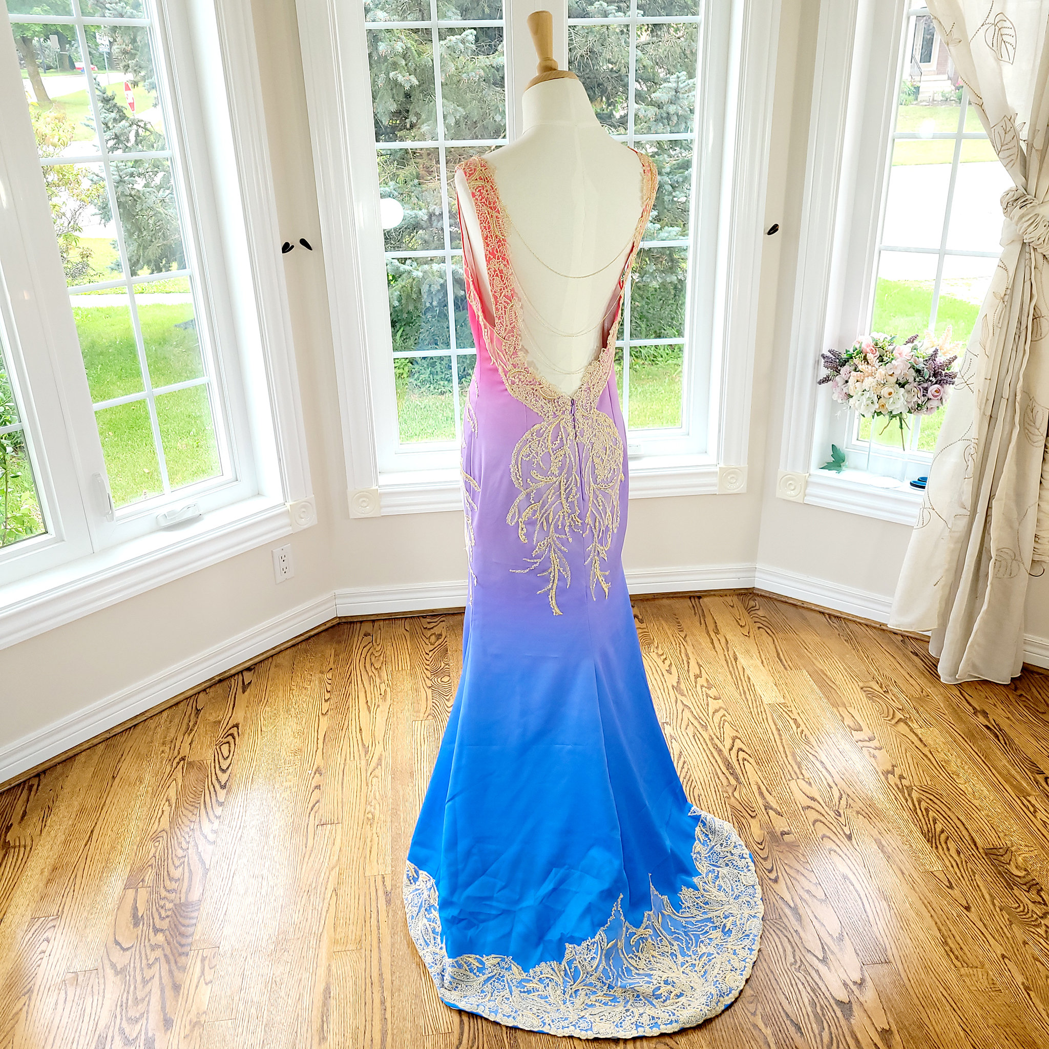 Ombre Blue And Purple Wedding Dress Teal, Blue, Purple Ombre Dye Wedding  Dress Bridal Gowns US