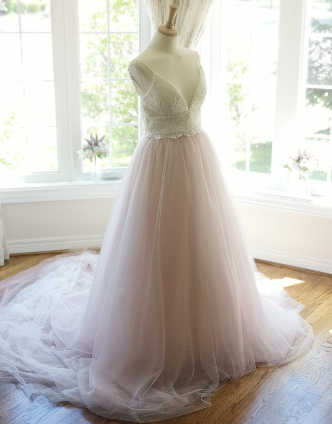 Blush Tulle Wedding Dress Detachable Wedding Skirt Wedding Etsy