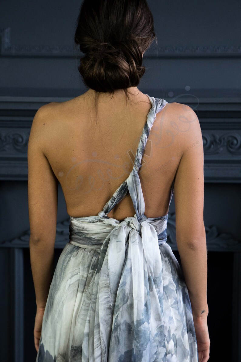 Floral Bridesmaid Dress Grey Convertible Dress Grey Infinity Etsy Canada