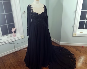 Black Wedding Dress with lace — Romantic, Gothic, Timeless bridal gown