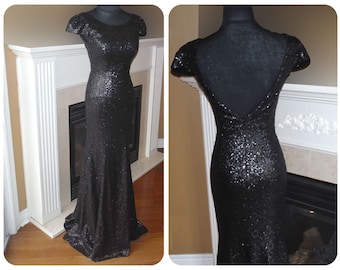 Black sequin bridesmaid dress - Matte sequin