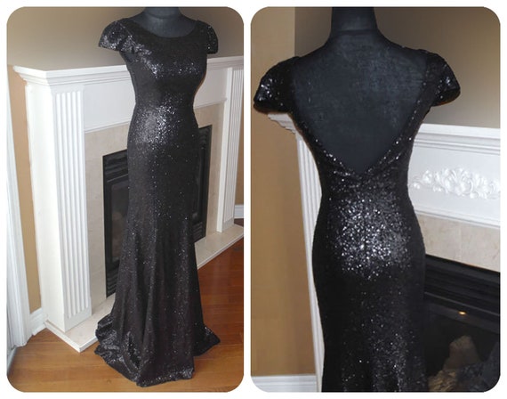 black sequins bridesmaid dress