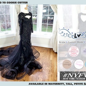 Black wedding dress, Black bridal gowns, gothic wedding dress, Black lace wedding dress Black mermaid wedding dress Unique black bridal gown
