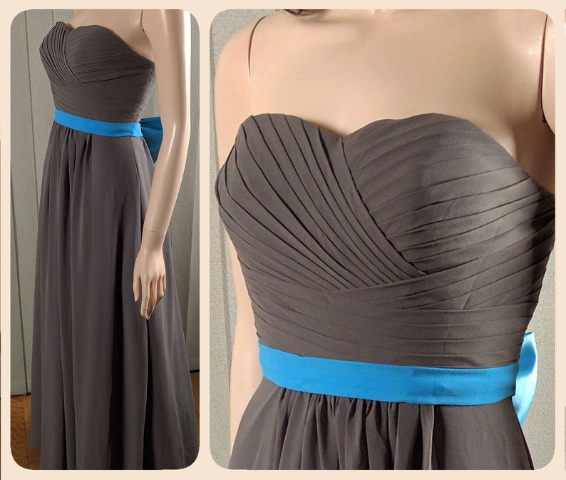 Dark Grey bridesmaid dress long bridesmaid dress chiffon maxi dress