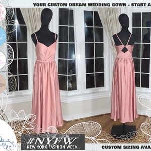 Boho bridesmaid dress, maxi satin dress, satin bridesmaid dress, pink prom dress, plus size party dress, wedding guest dress