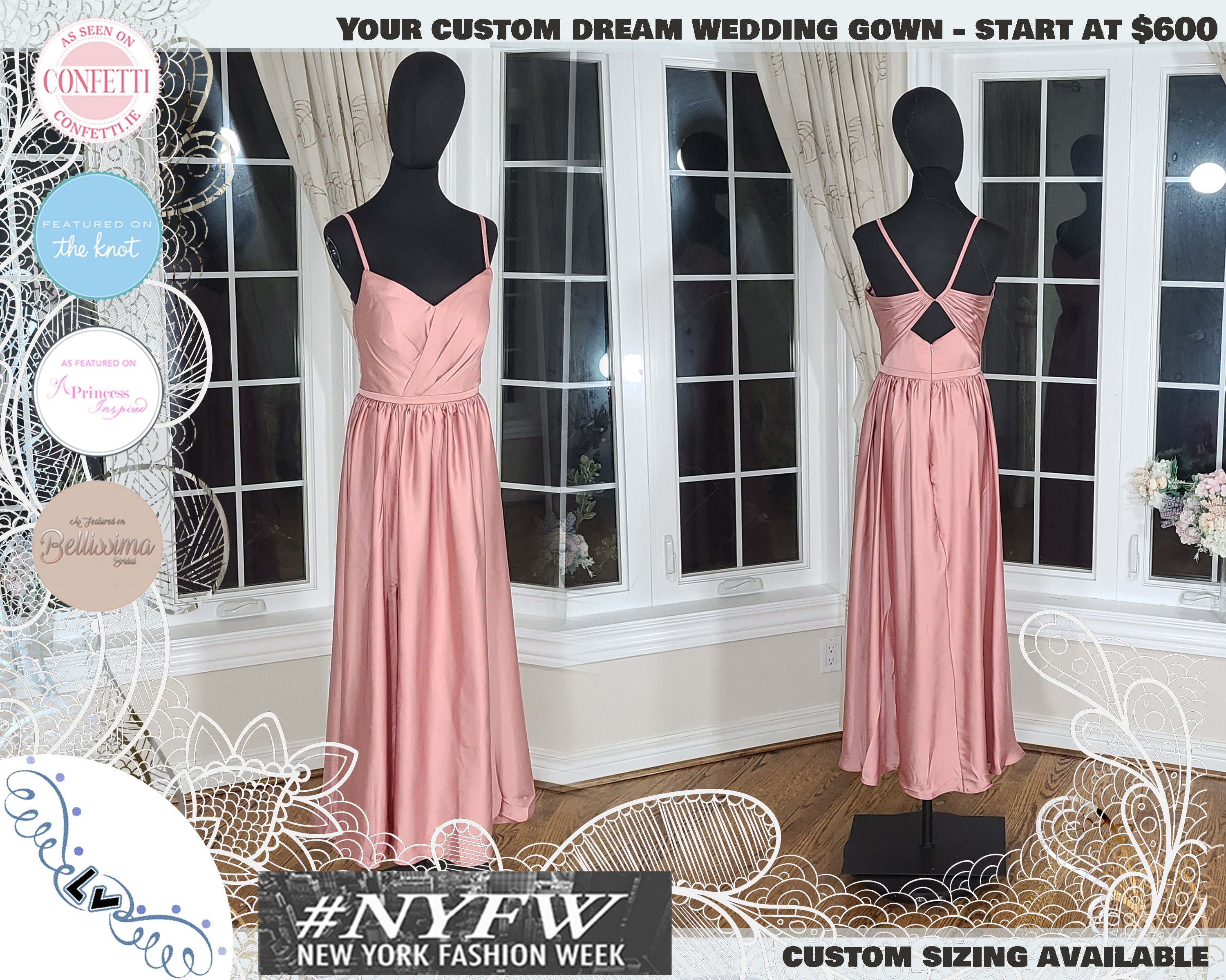 Boho Satin Maxi Dress, Pink Bridesmaid Dress, Plus Size Boho Satin Maxi Dress, Pink Bridesmaid Dress, Plus Size