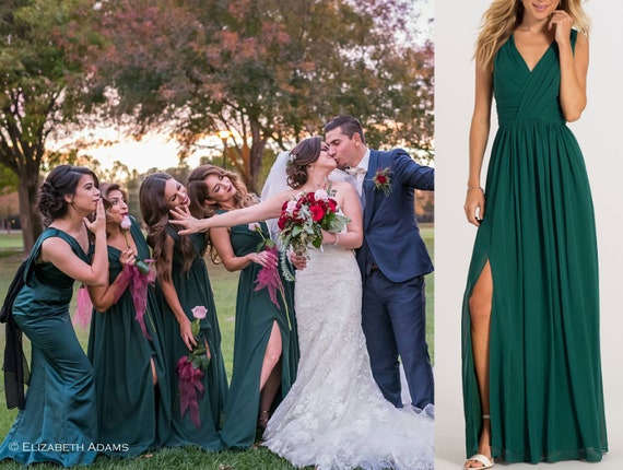 hunter green wedding dress