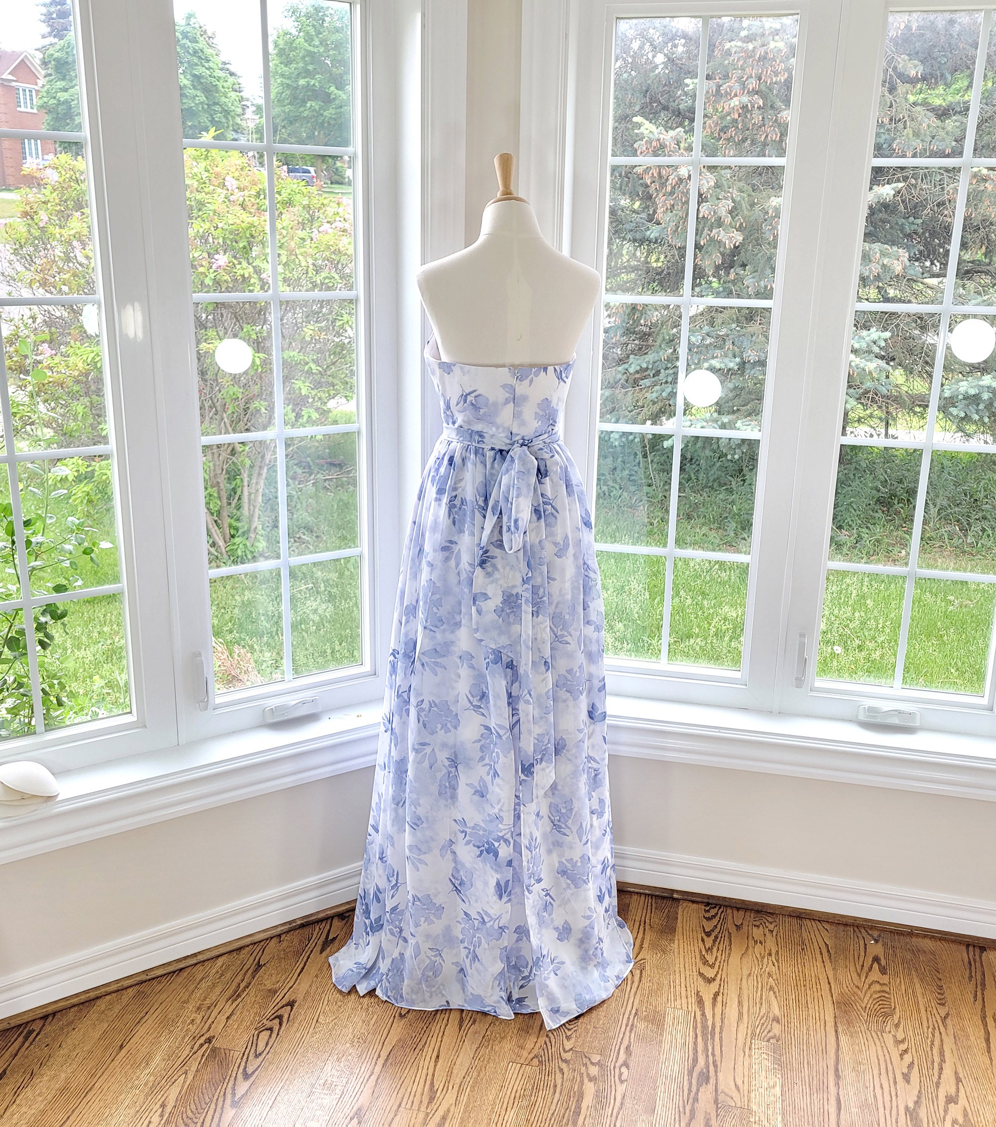 Floral Bridesmaid Dress Dusty Blue Bridesmaid Dress Etsy Canada