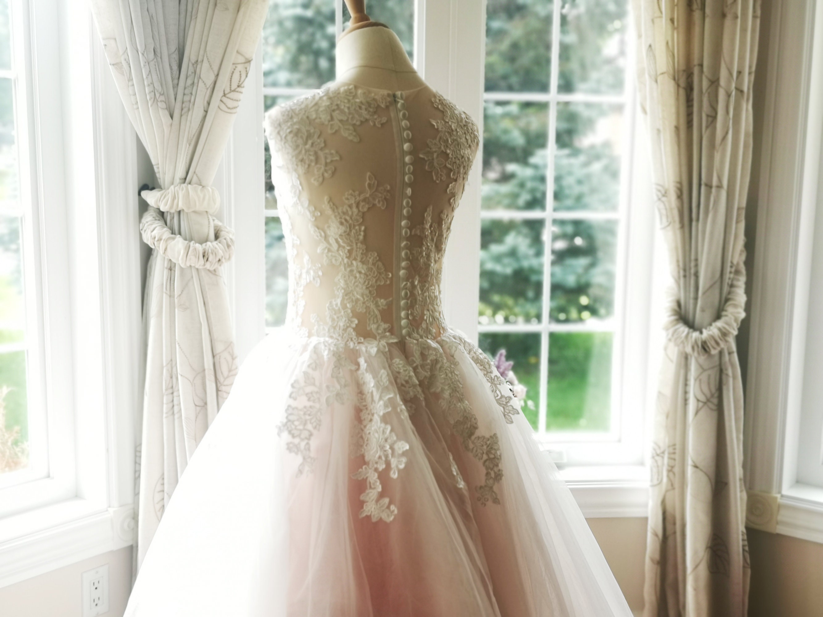 Blush Wedding Dress Tulle Wedding Dress Blush Lace Wedding Etsy