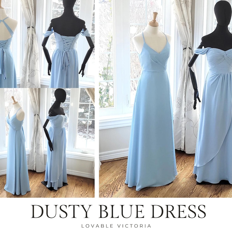 blue floral midi dress Wrap White flowy dress short 2024 Size:16x20 Unframed Poster Print