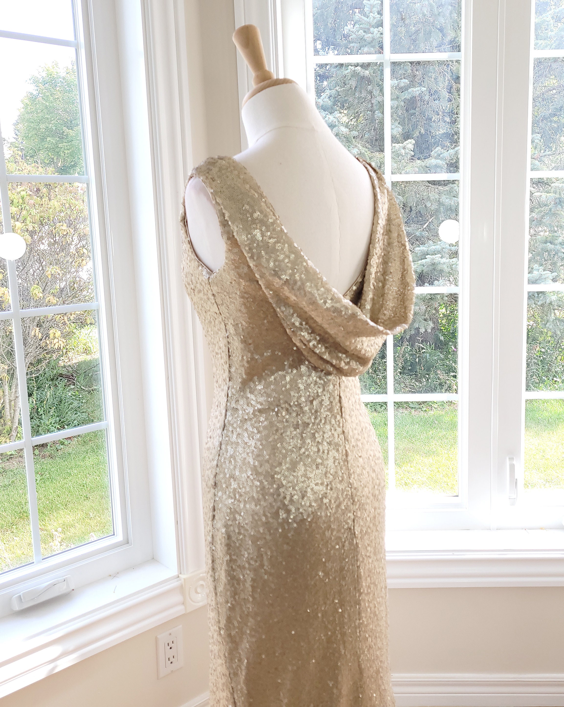 Gold sequin dress Champagne bridesmaid dress sequin dress women wedding guest dress long sequin dress sequin prom dress