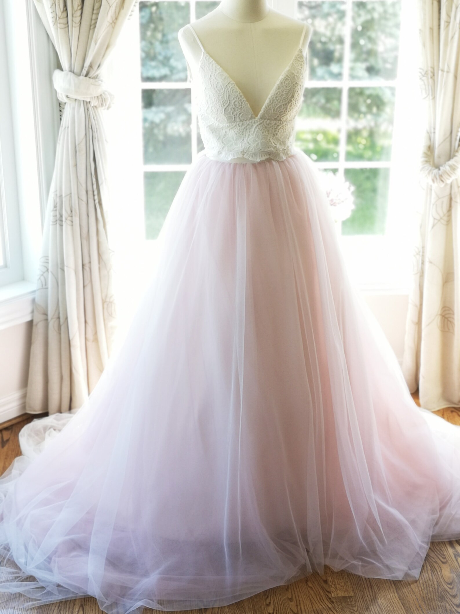 Blush Tulle Wedding Dress Detachable Wedding Skirt Wedding Etsy