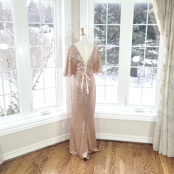 Handmade Rose Gold Sequin Dress, Long Formal Gown - Etsy Australia