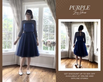 navy 50s style bridesmaid dresses vintage 1950s navy evening dress {s}  Trunk of Dresses