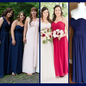 navy and red bridesmaid dresses