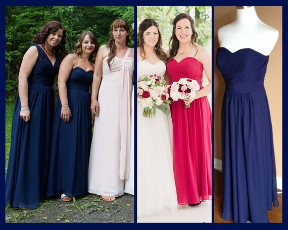 Navy chiffon dress sale